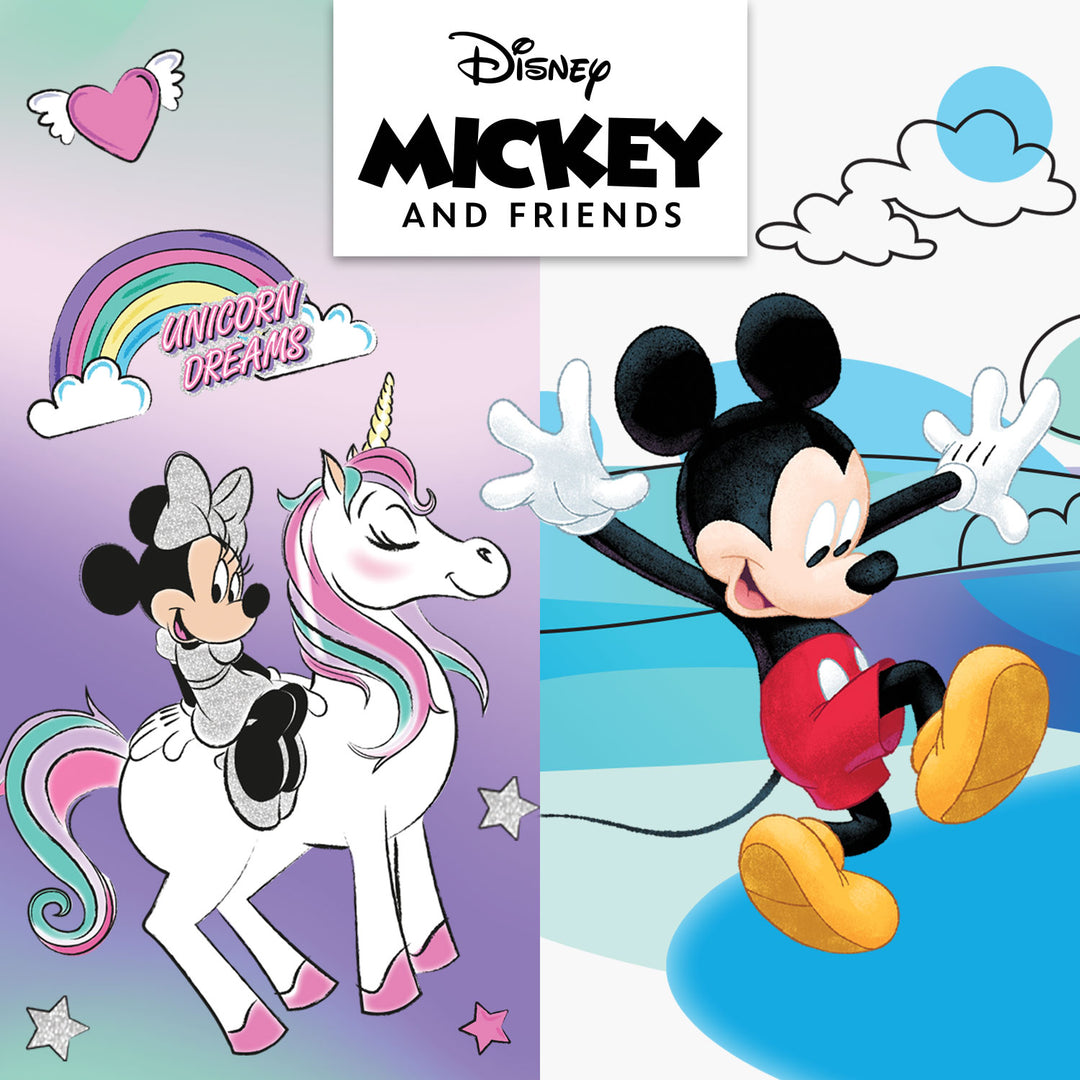 Unicorn & Minnie Mouse official merchandise collection including towels ( Bath, hand, face), bathrobes, ponchos, shower curtains, bedsheets, blankets, cushions, door mats, runners, face masks and more. 