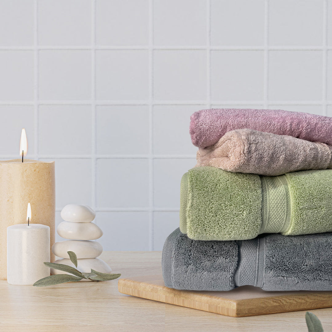 Luxurious Bath towel collection from sassoon containing 100% cotton towels, microfiber towels, egyptian cotton towels, bamboo towels