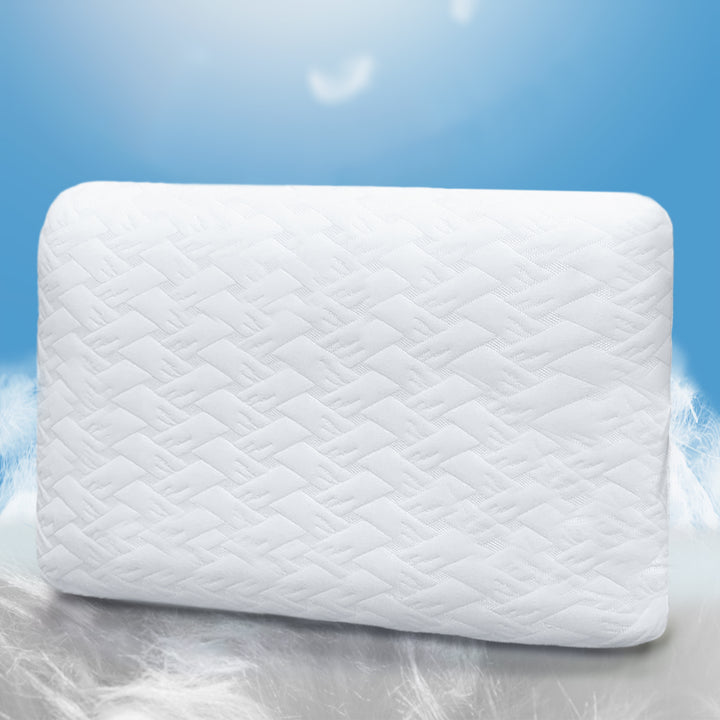 Memory foam pillow with compressed packaging. ( bouncy, soft, breathable) It alleviates chronic back, neck and shoulder pain. 