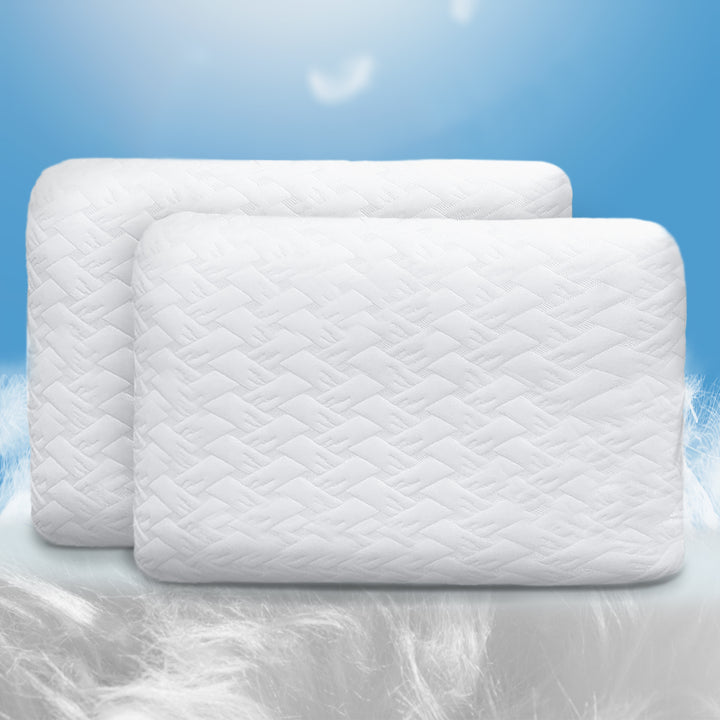 Memory foam pillow with compressed packaging. ( bouncy, soft, breathable) It alleviates chronic back, neck and shoulder pain. 