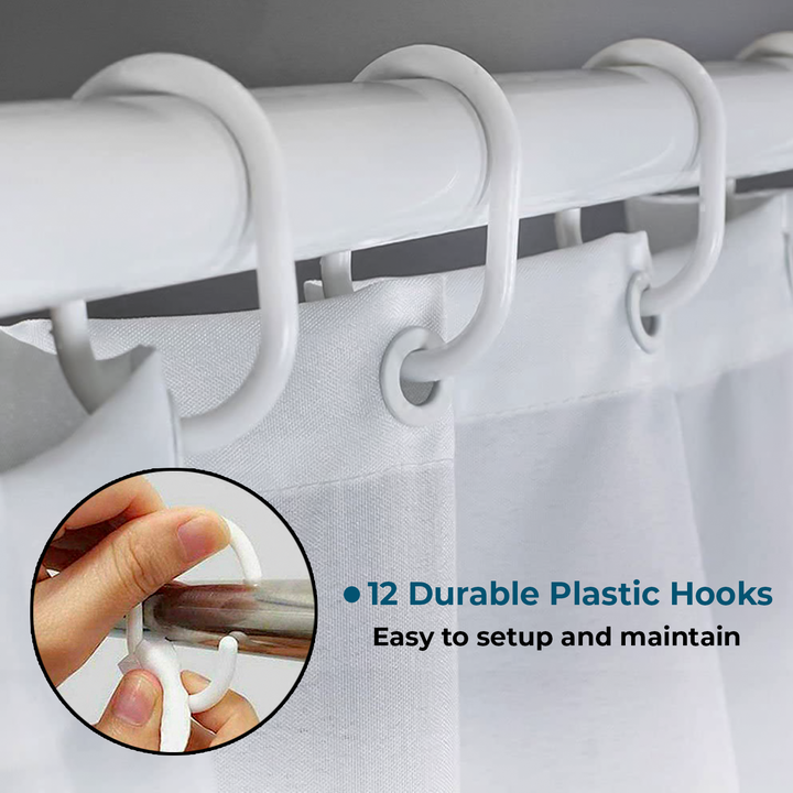 Hilton Waterproof Shower Curtain with Hooks