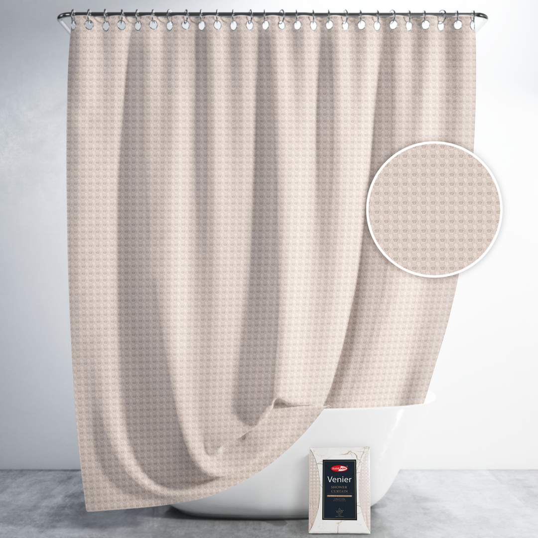 Venir Jacquard Waterproof Shower Curtain with Hooks