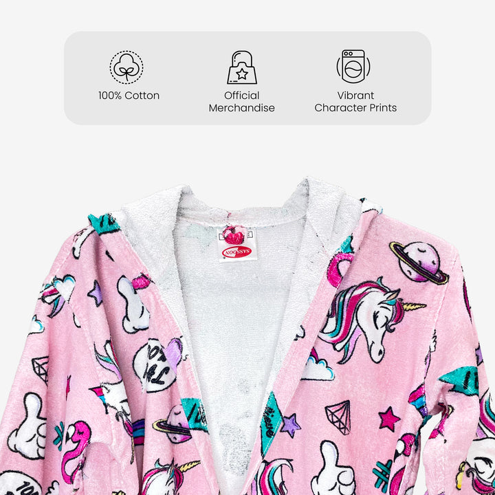 Unicorn Printed Cotton Bathrobe for Kids