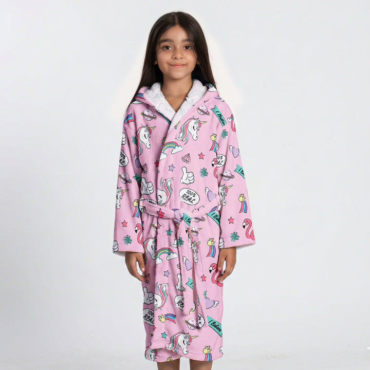 Unicorn Printed Cotton Bathrobe for Kids