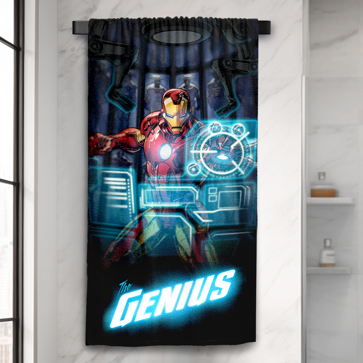 Marvel Ironman Towel : 100% Cotton, Ultrasoft and breathable, High quality (Size : 75 cm x 150 cm) Fade-Resistant. 