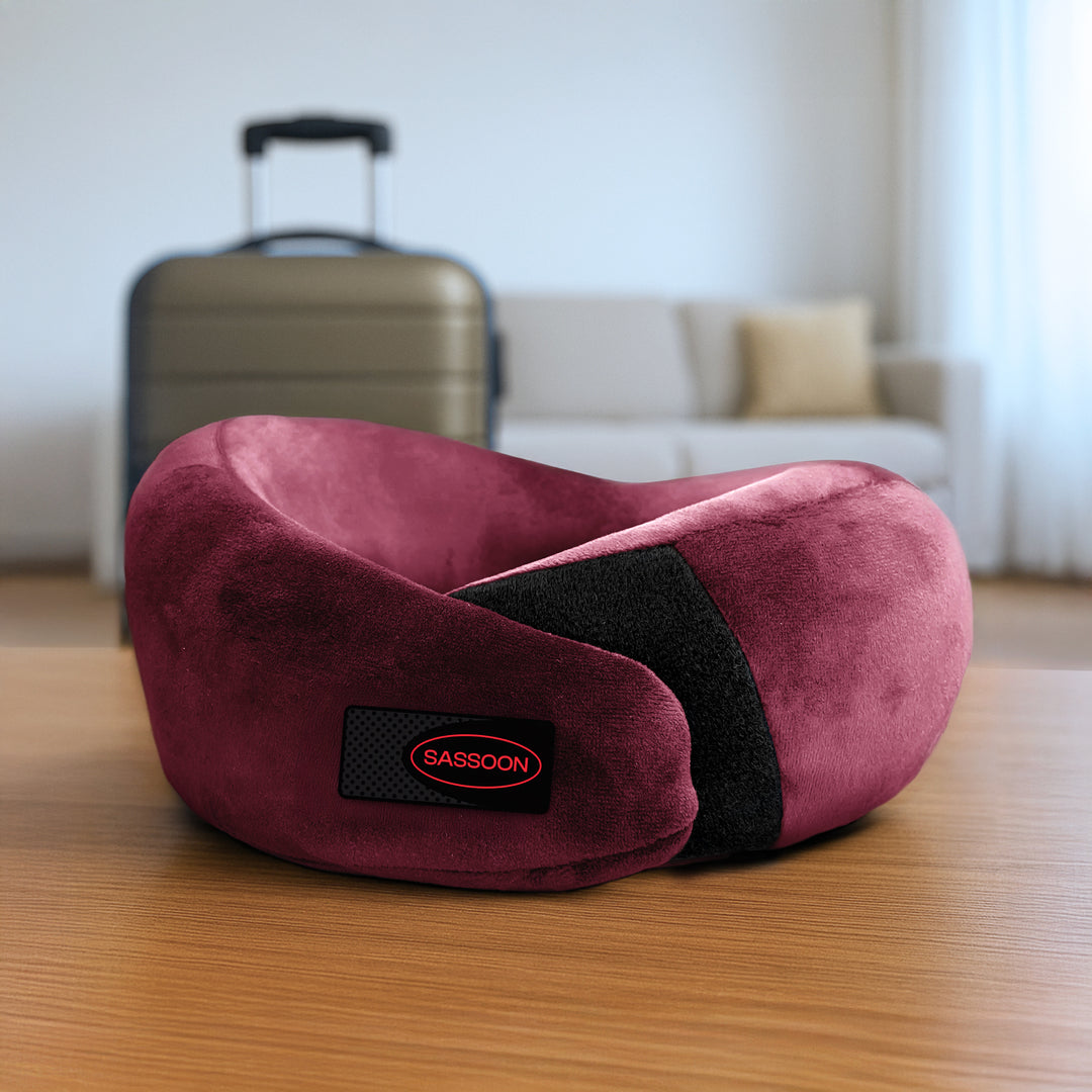 Memory Foam Neck Support Pillow With Adjustable Velcro Strap