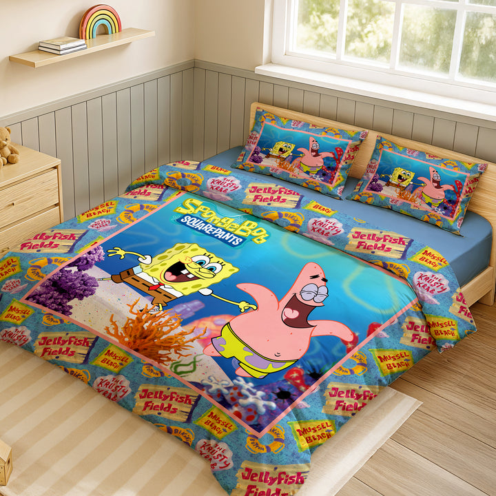 SpongeBob Digital Printed 300TC Cotton Bedsheet (Sqarepants)