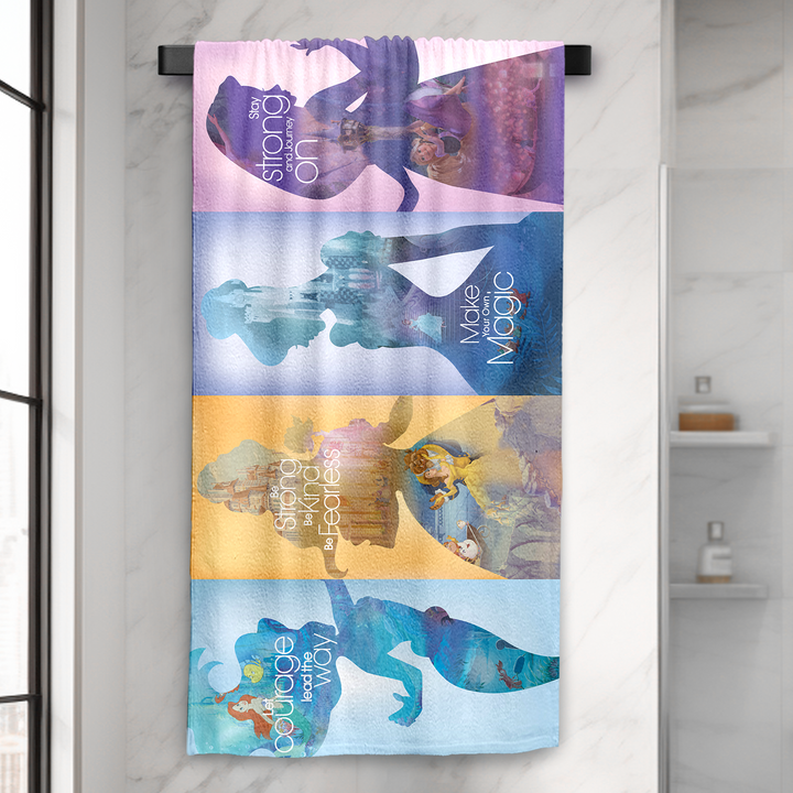 Disney Princess Towel : 100% Cotton Towel, Ultrasoft and breathable, High quality (Size: 75 cm x 150 cm) Fade-Resistant. 