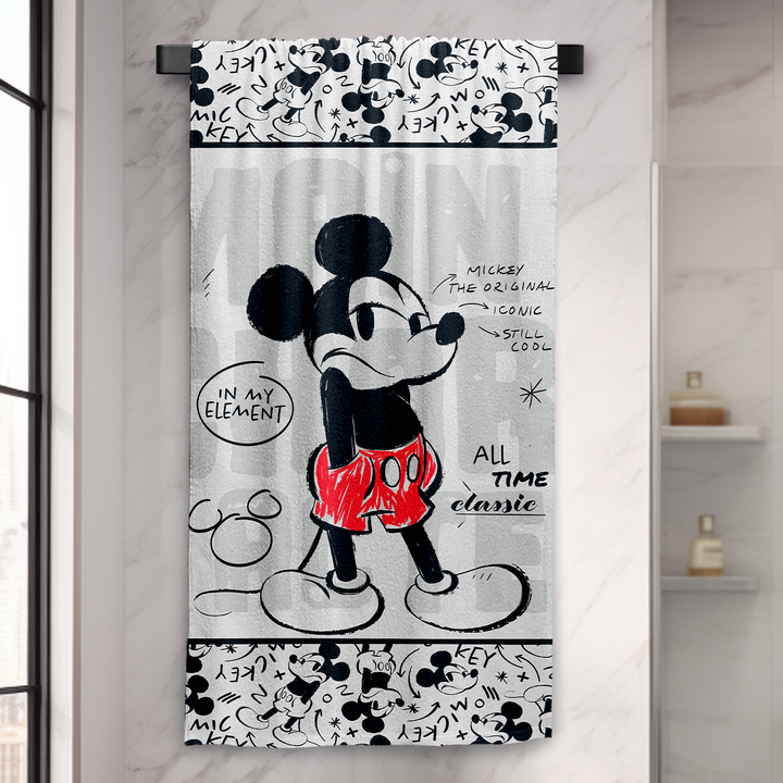 Disney Mickey Mouse Towel : 100% Cotton, Ultrasoft and breathable, High quality (Size : 75 cm x 150 cm) Fade-Resistant. 