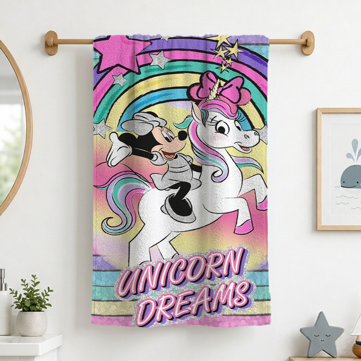 Disney Minnie & Unicorn Kids Bath Towel