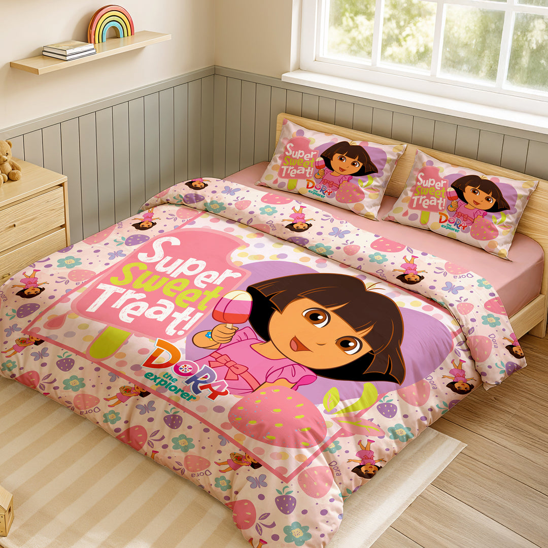 Dora Digital Printed 300TC Cotton Bedsheet (Sweet Treat)