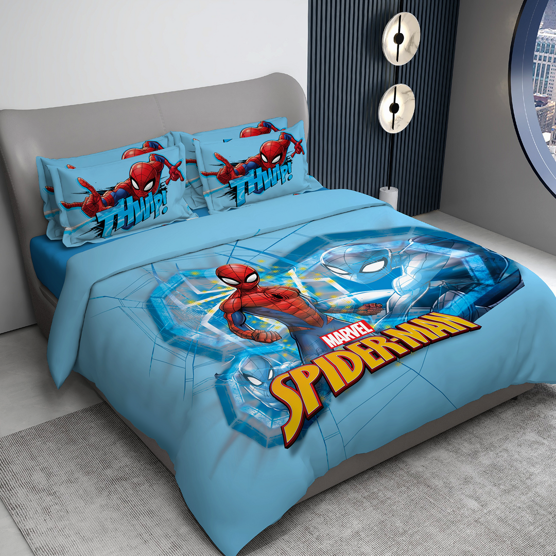 300 TC Marvel Spiderman Digital Printed Cotton Bedsheet for kids with 2 pillow covers ( Size : 2.74 m x 2.50 m ) 