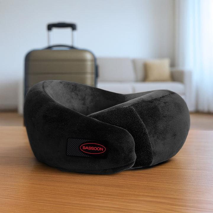 Memory Foam Neck Support Pillow With Adjustable Velcro Strap
