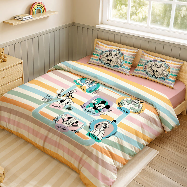 Disney Mickey Mouse & Friends Digital Printed 300TC Cotton Bedsheet