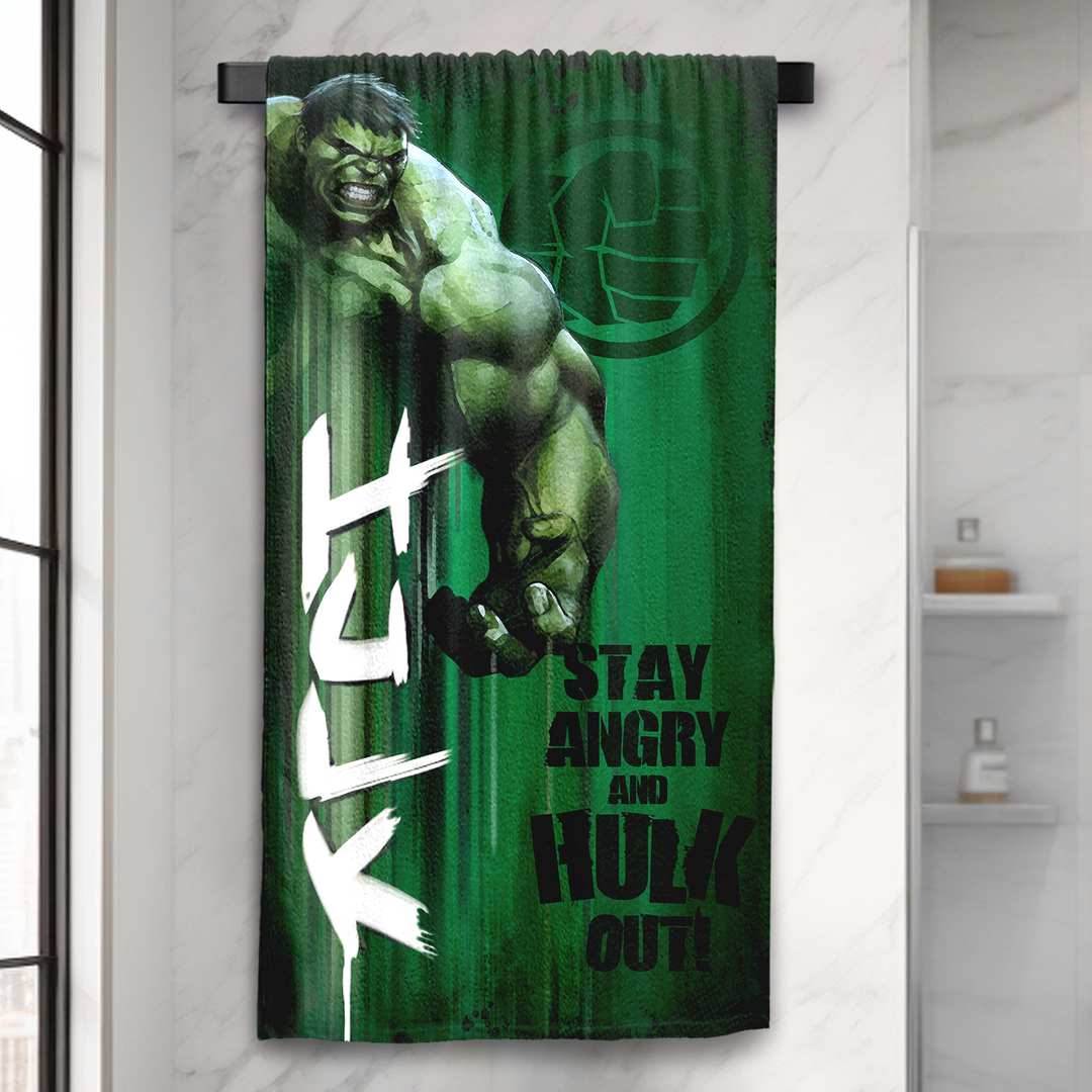 Marvel Hulk Towel : 100% Cotton, Ultrasoft and breathable, High quality (Size : 75 cm x 150 cm) Fade-Resistant. 