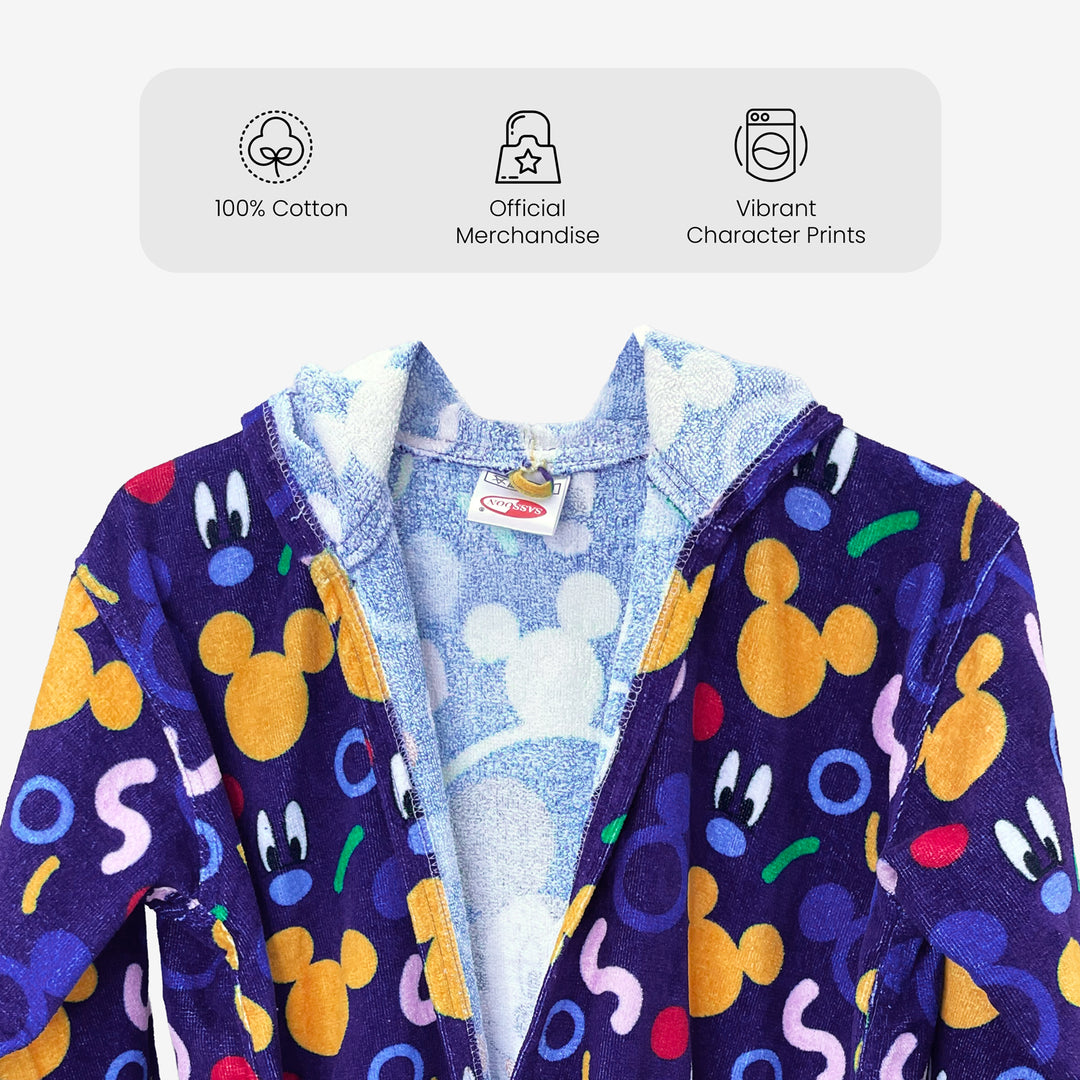 Disney Mickey Mouse Printed Cotton Bathrobe for Kids