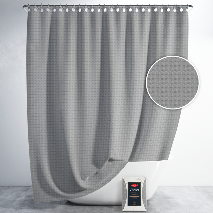 Venir Jacquard Waterproof Shower Curtain with Hooks