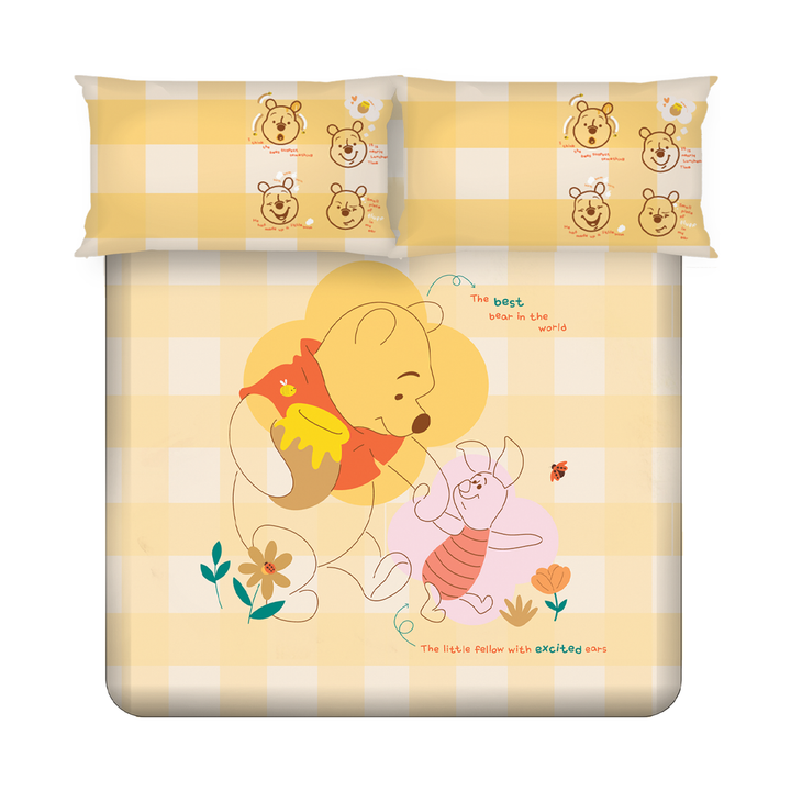 300 TC Disney Winnie The Pooh Digital Printed Cotton Bedsheet for kids with 2 pillow covers ( Size : 2.74 m x 2.50 m ) 