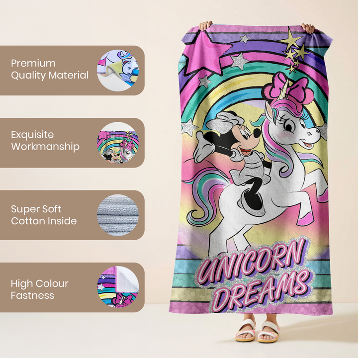 Disney Minnie & Unicorn Kids Bath Towel