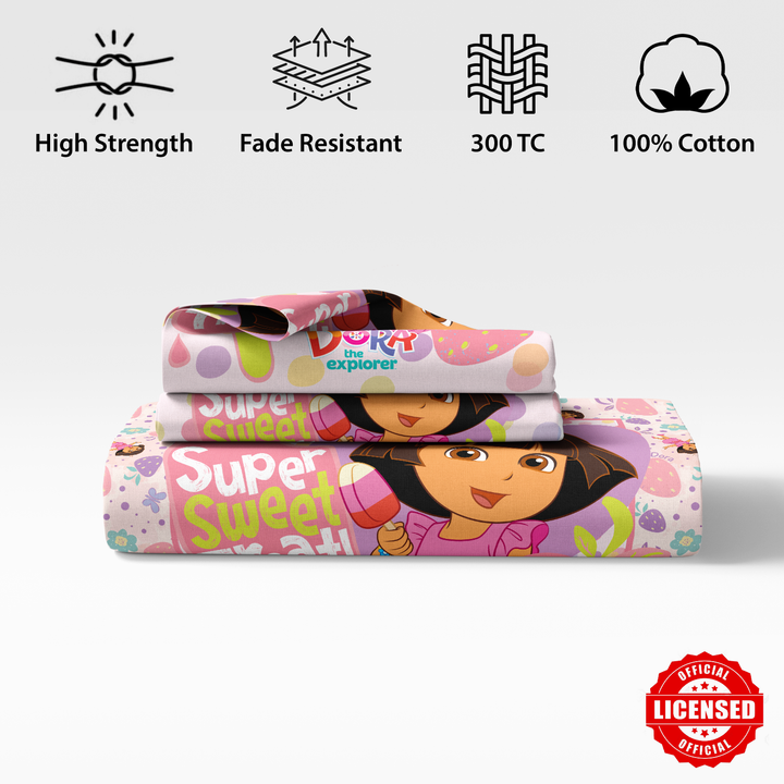 Dora Digital Printed 300TC Cotton Bedsheet (Sweet Treat)