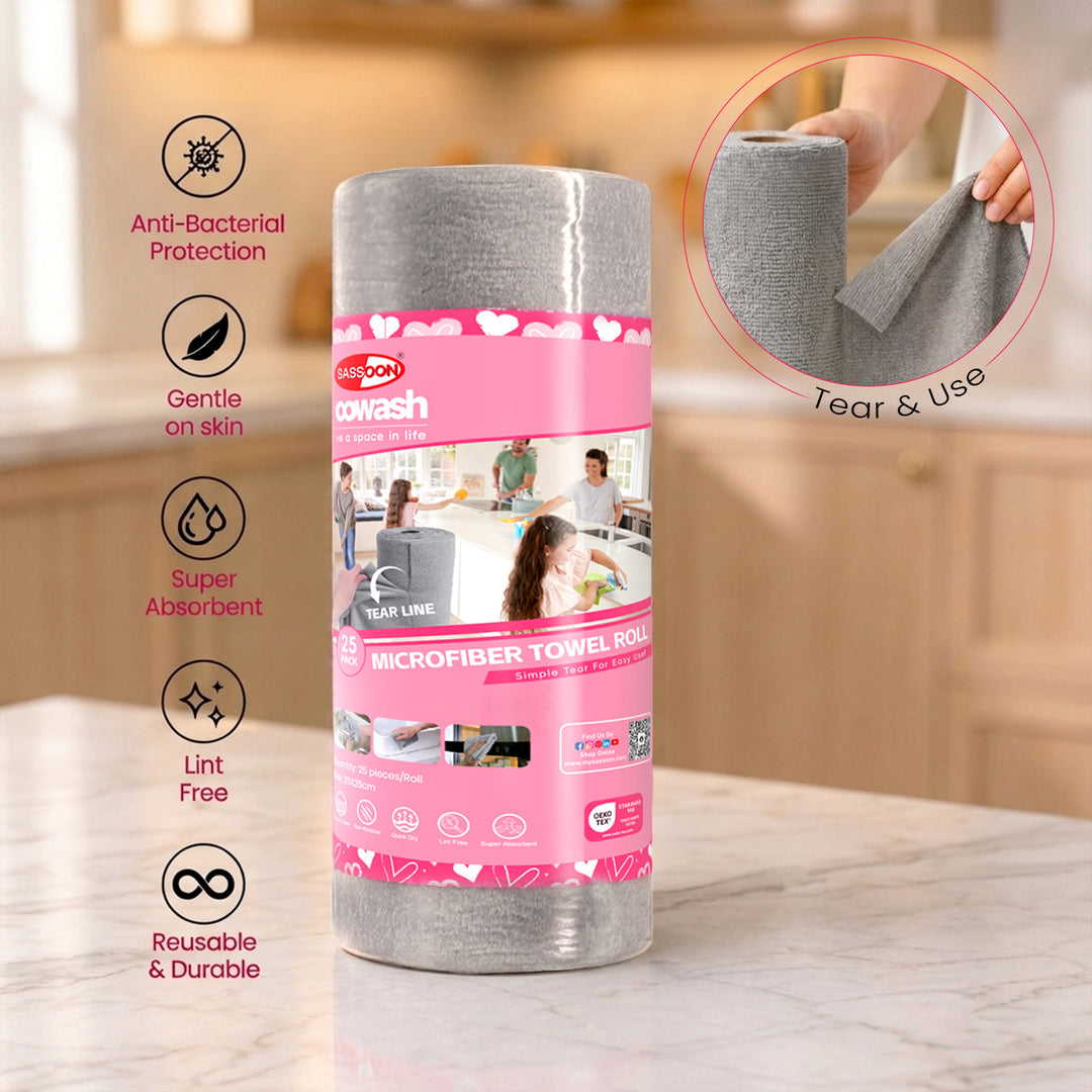 Soowash Microfiber Multipurpose Cleaning Cloth Tear Away Roll