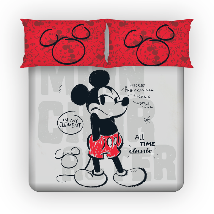 300 TC Disney Mickey Mouse Digital Printed Cotton Bedsheet for kids with 2 pillow covers ( Size : 2.74 m x 2.50 m ) 