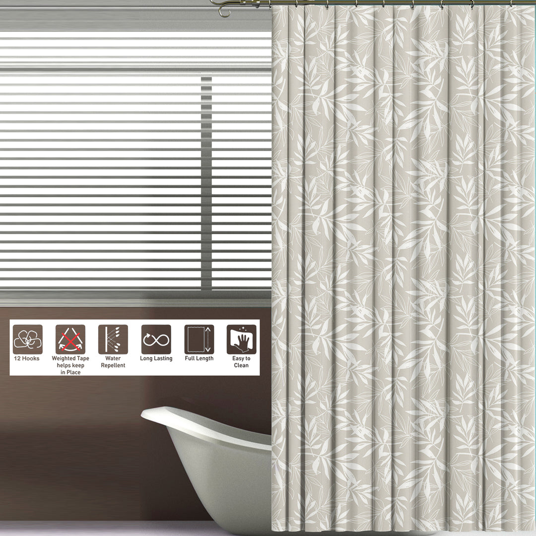 Printed Shower Curtain with Hooks