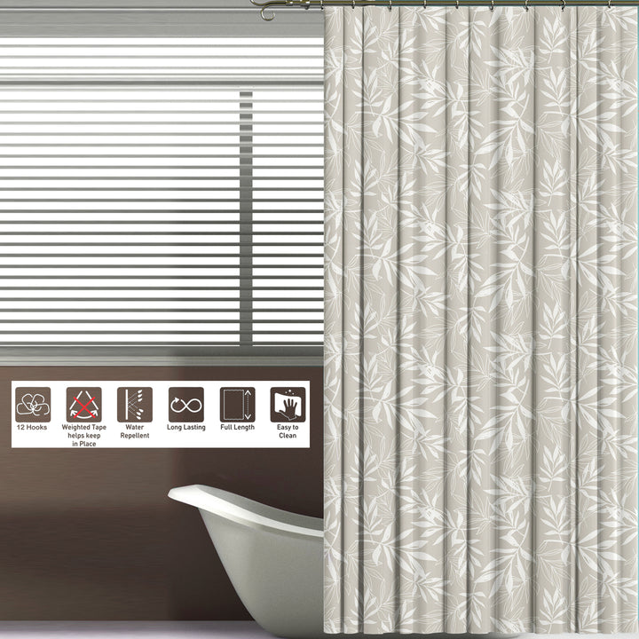 Printed Shower Curtain with Hooks