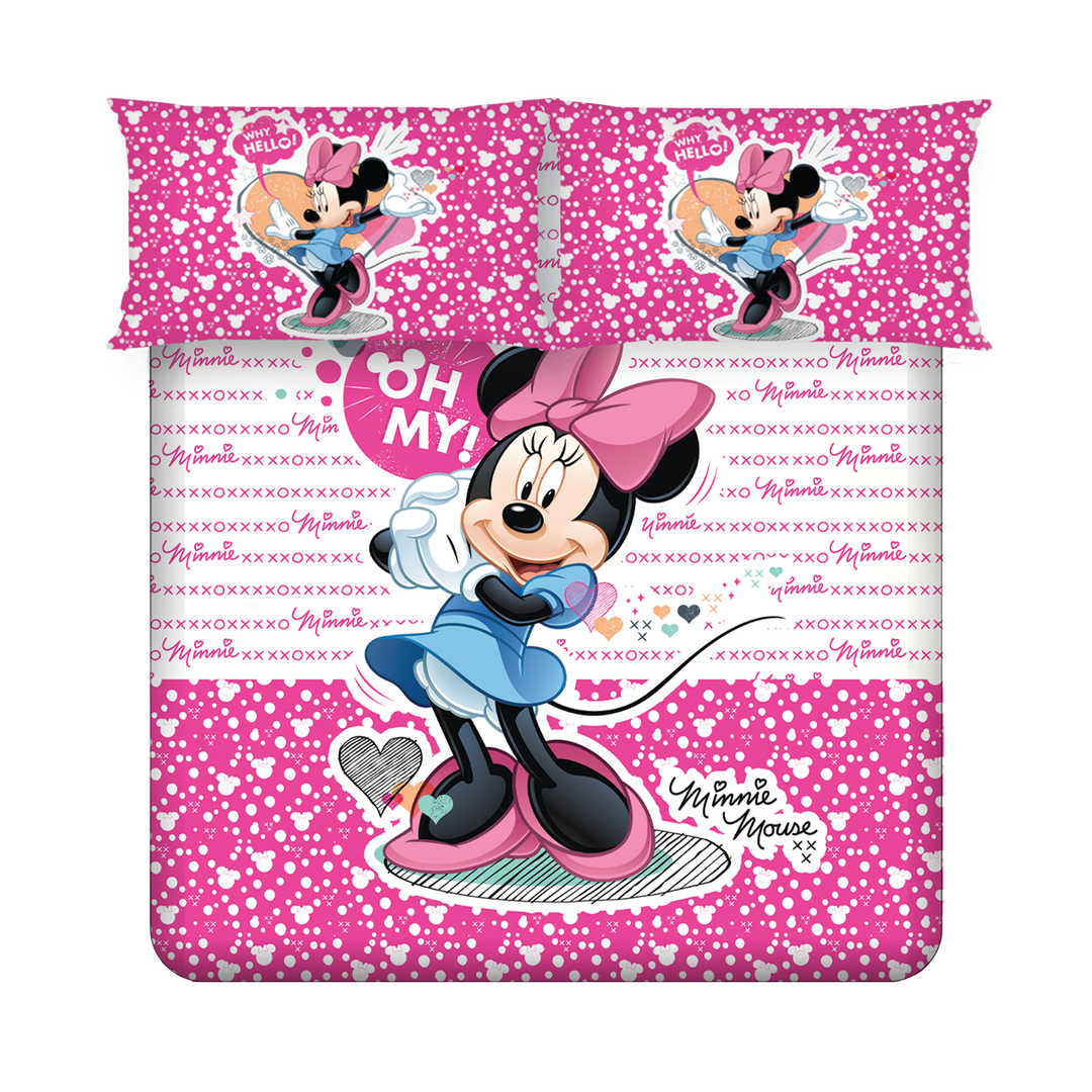 300 TC Disney Minnie Mouse Digital Printed Cotton Bedsheet for kids with 2 pillow covers ( Size : 2.74 m x 2.50 m ) 