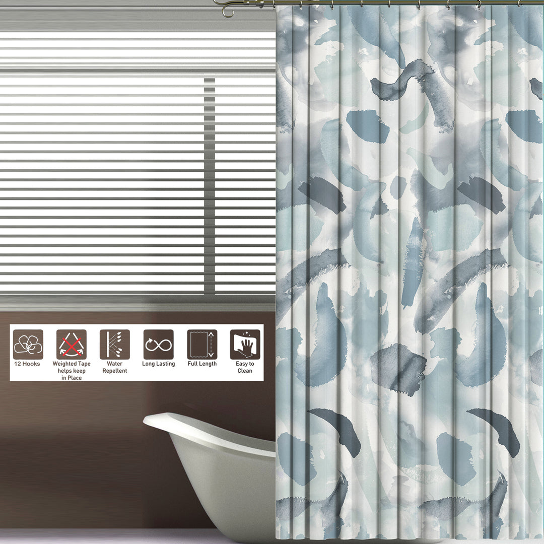 Printed Shower Curtain with Hooks