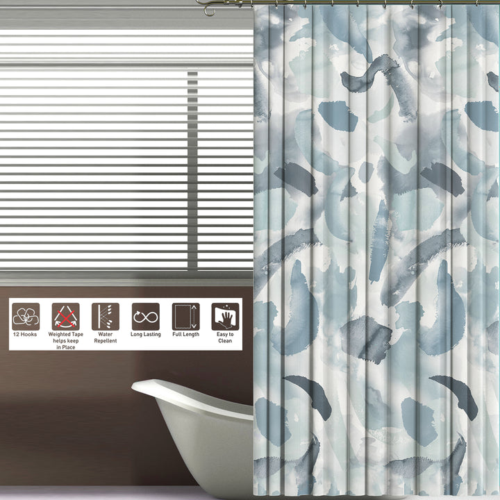 Printed Shower Curtain with Hooks