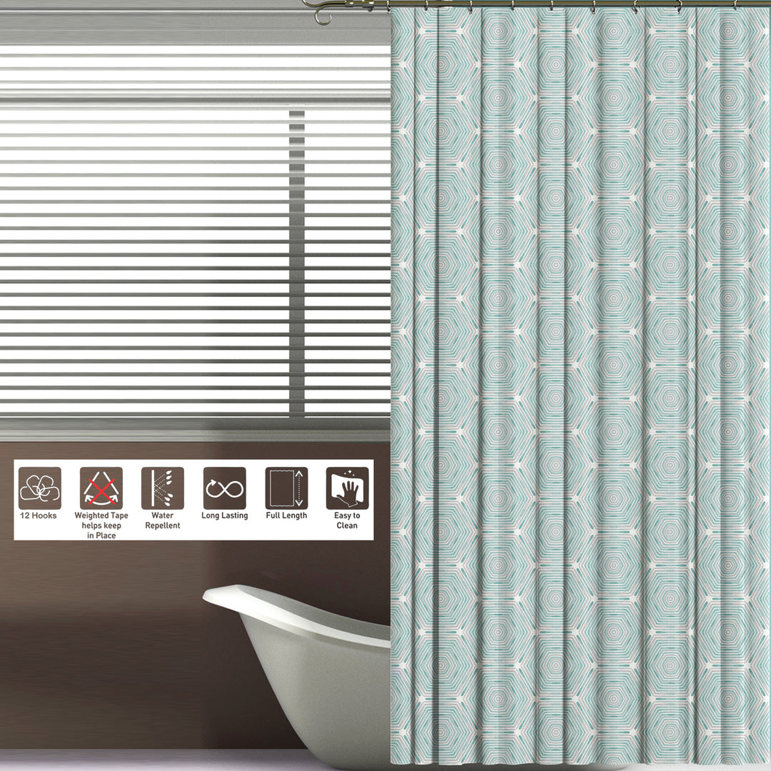 Printed Shower Curtain with Hooks