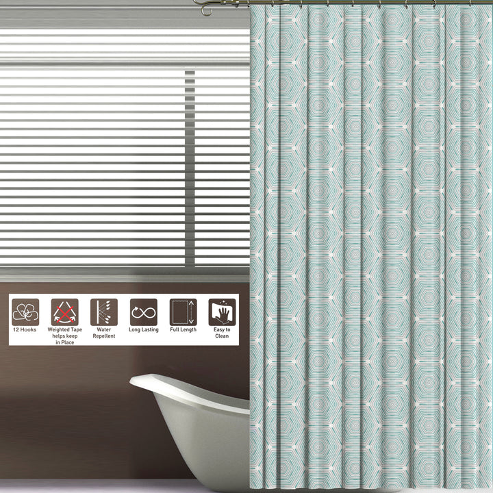 Printed Shower Curtain with Hooks