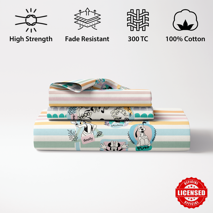 Disney Mickey Mouse & Friends Digital Printed 300TC Cotton Bedsheet