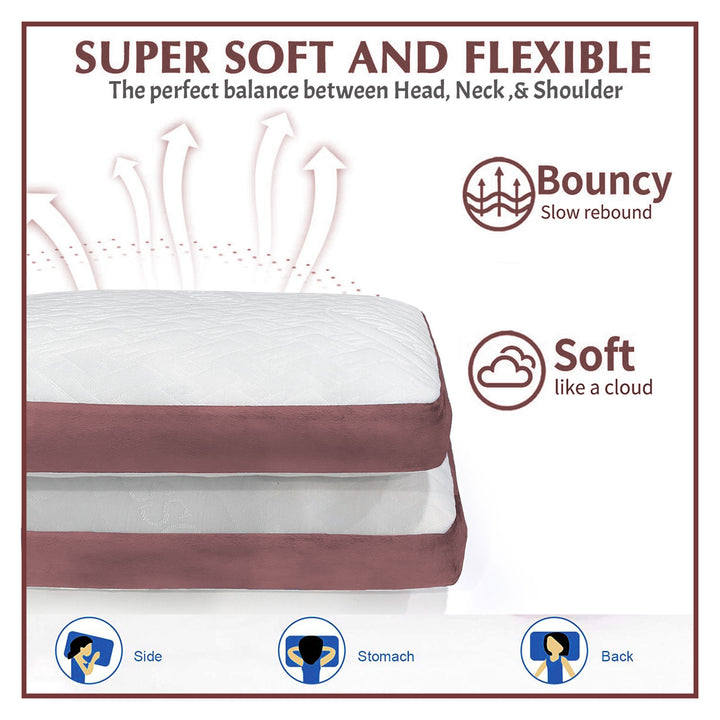 Soft Gusseted Memory Foam Pillow with removable and washable cover. ( Hypoallergenic, dust and mite resistant, ergonomic support, soft and breathable) 