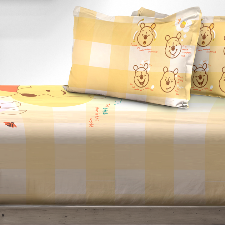 300 TC Disney Winnie The Pooh Digital Printed Cotton Bedsheet for kids with 2 pillow covers ( Size : 2.74 m x 2.50 m ) 