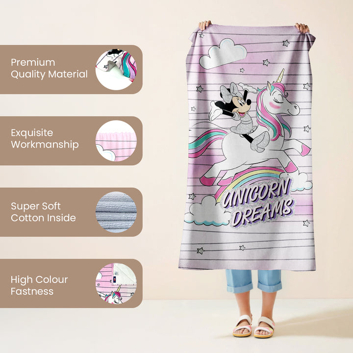 Disney Minnie & Unicorn Bath Towel For Kids