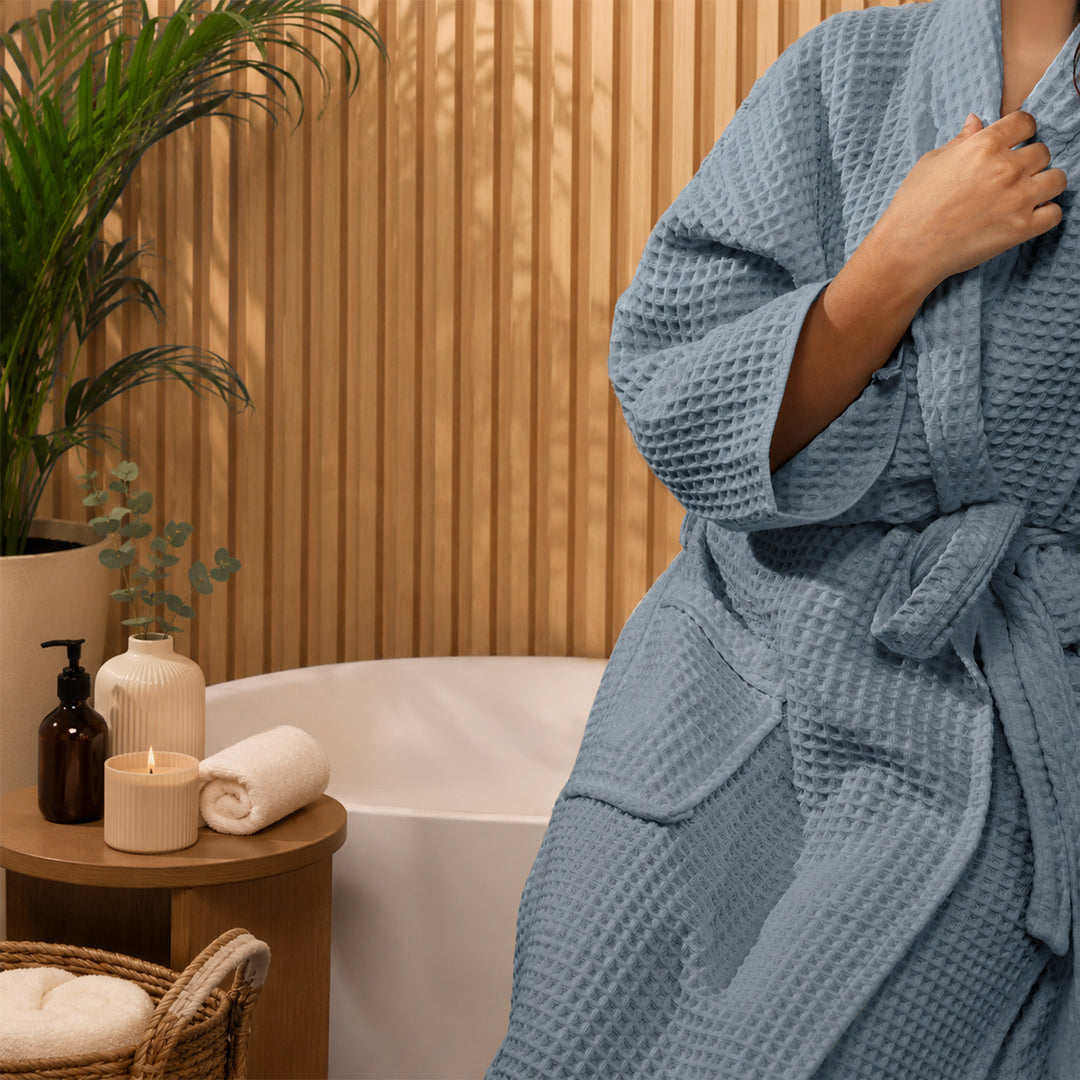 Brink 100% Cotton Unisex Waffle Bathrobe