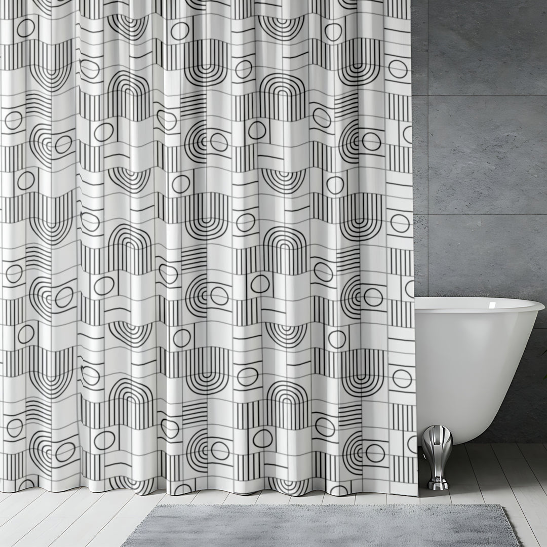 Printed Shower Curtain with Hooks