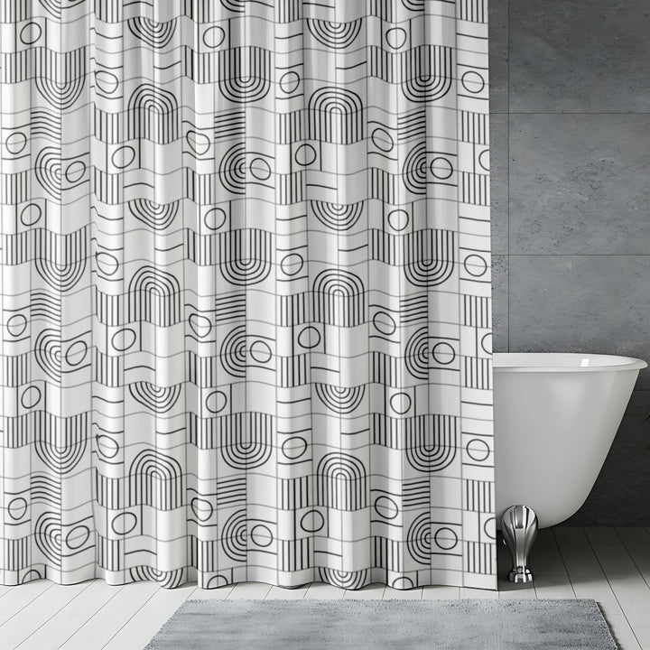 Printed Shower Curtain with Hooks