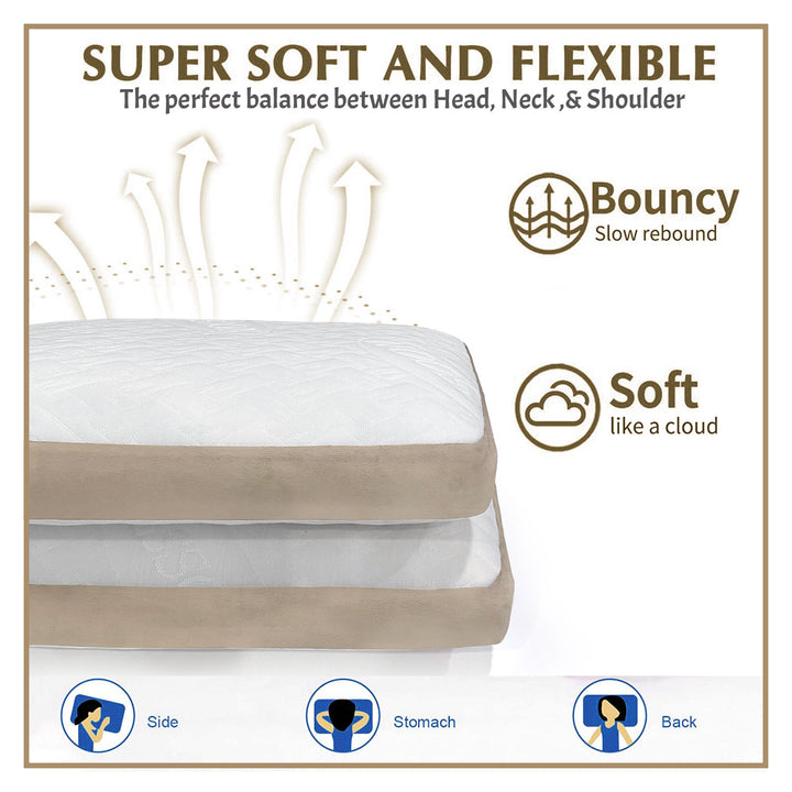 Soft Gusseted Memory Foam Pillow with removable and washable cover. ( Hypoallergenic, dust and mite resistant, ergonomic support, soft and breathable) 