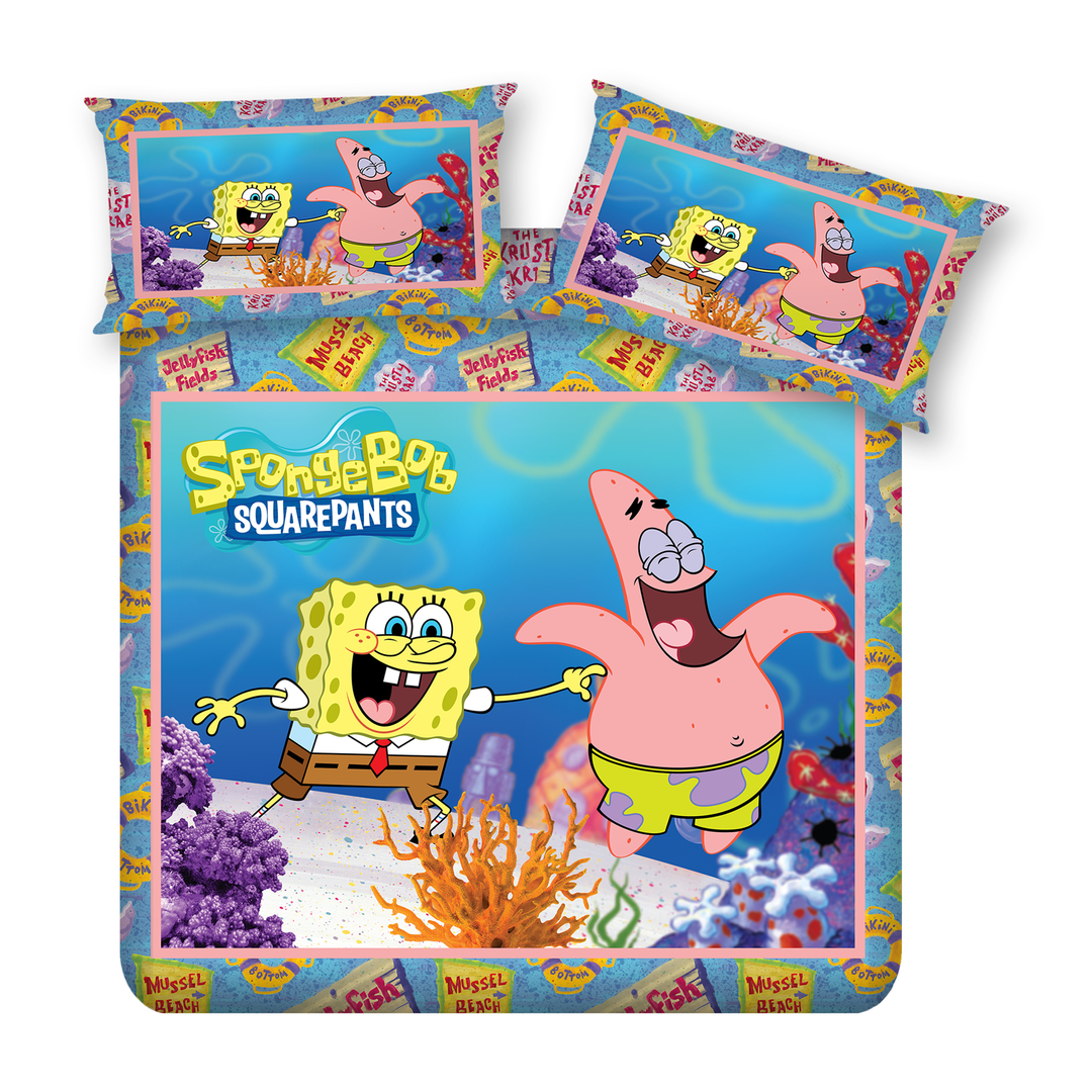 SpongeBob Digital Printed 300TC Cotton Bedsheet (Sqarepants)
