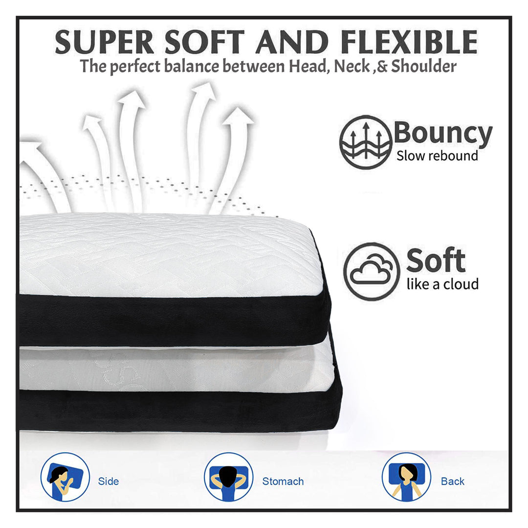 Soft Gusseted Memory Foam Pillow with removable and washable cover. ( Hypoallergenic, dust and mite resistant, ergonomic support, soft and breathable) 