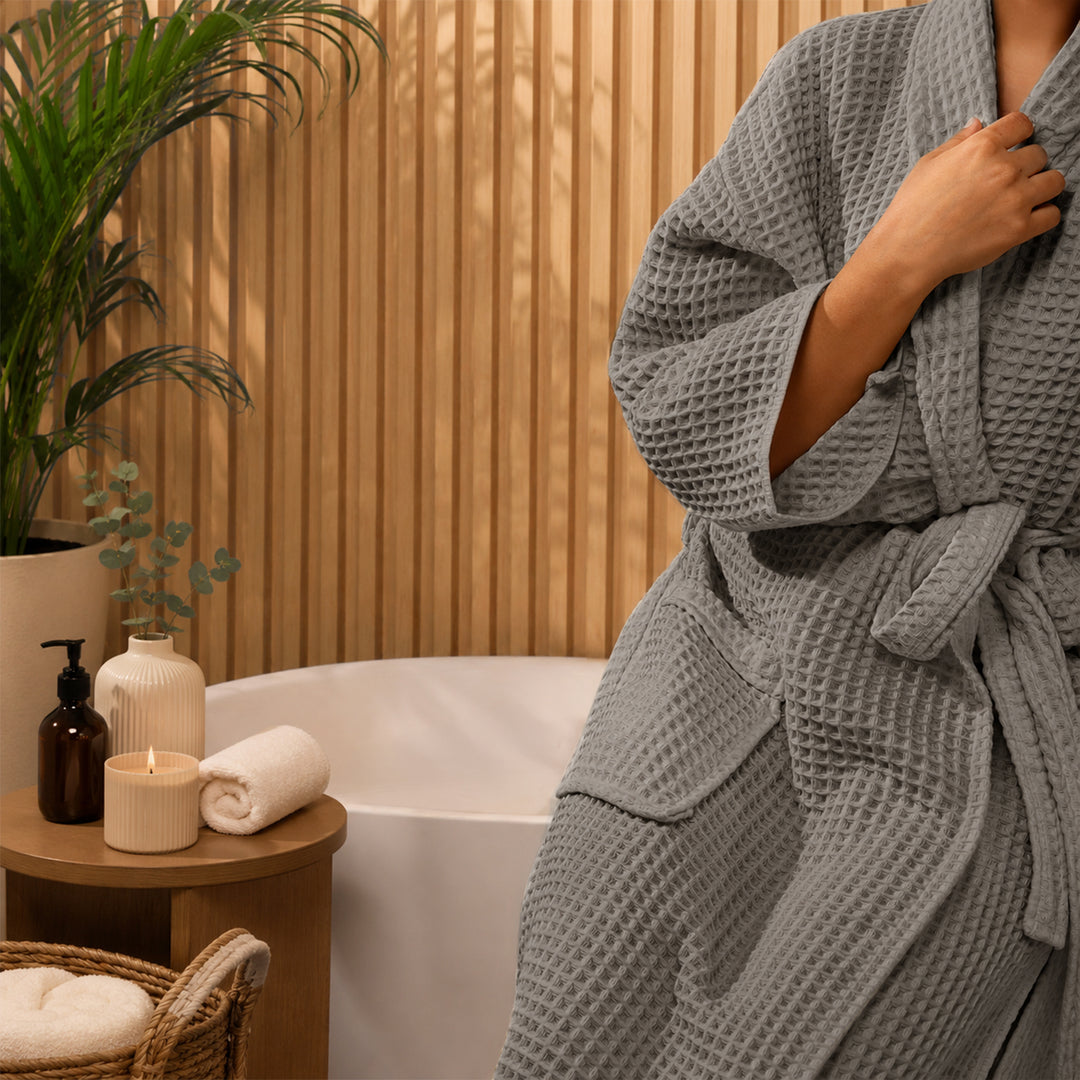 Brink 100% Cotton Unisex Waffle Bathrobe