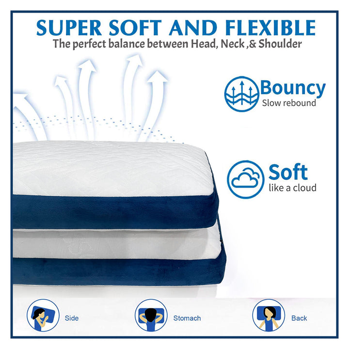 Soft Gusseted Memory Foam Pillow with removable and washable cover. ( Hypoallergenic, dust and mite resistant, ergonomic support, soft and breathable) 