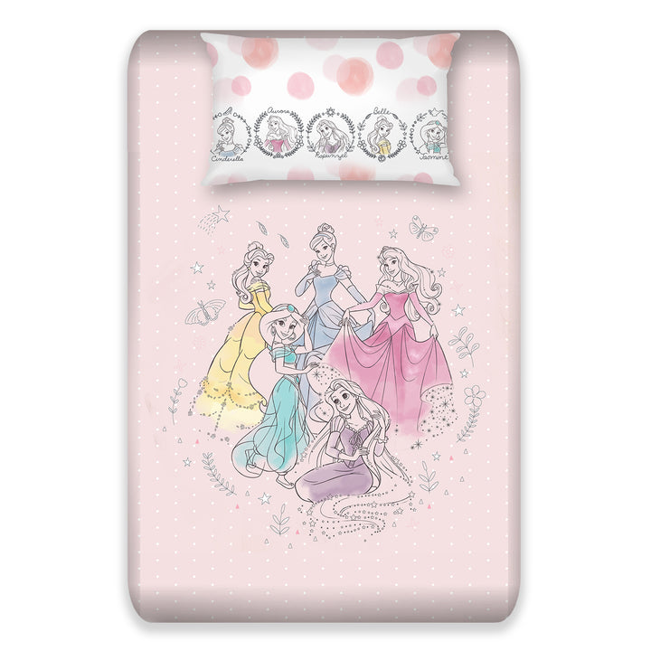 Disney Princess Digital Printed 300TC Cotton Bedsheet (Pink)