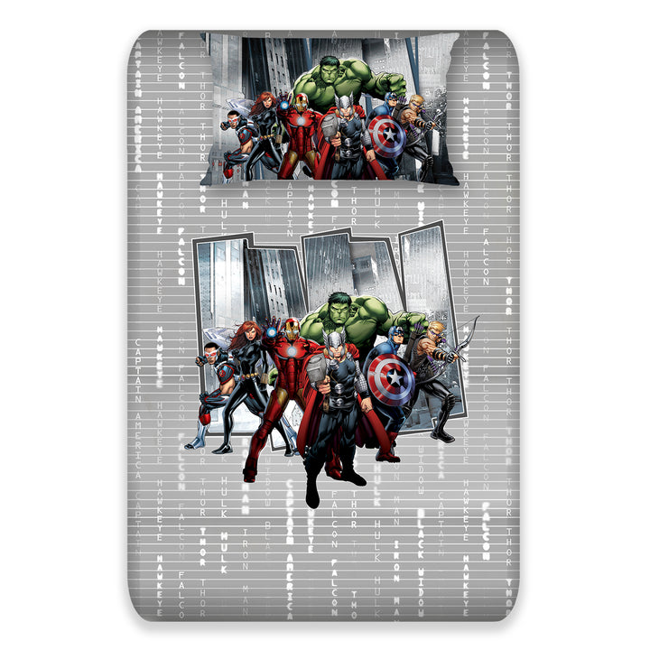 Marvel Avengers Digital Printed 300TC Cotton Bedsheet (Grey)