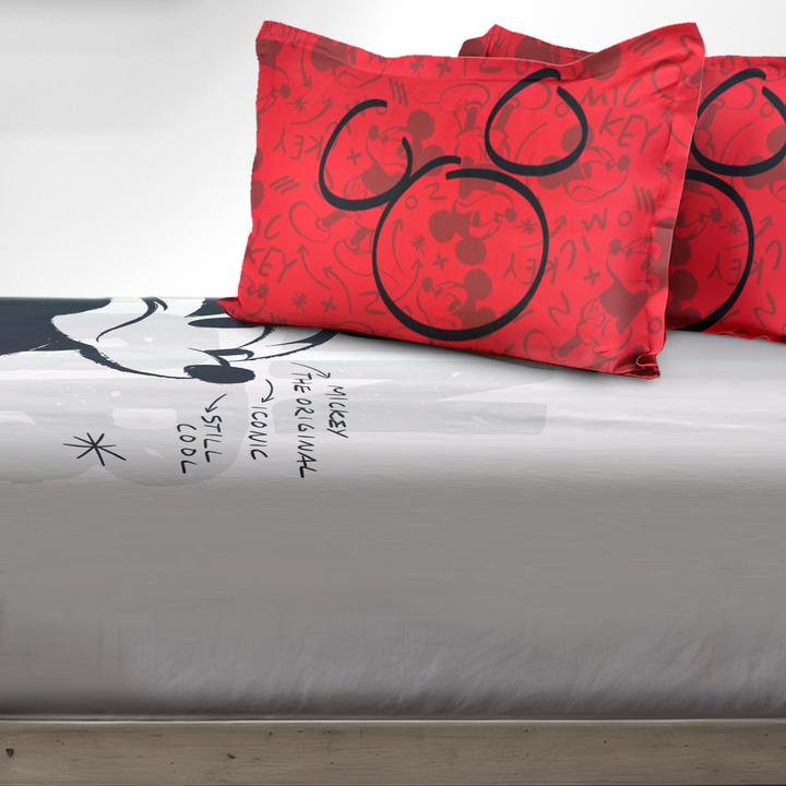 300 TC Disney Mickey Mouse Digital Printed Cotton Bedsheet for kids with 2 pillow covers ( Size : 2.74 m x 2.50 m ) 