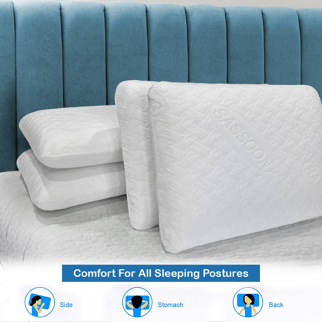 Memory foam pillow with compressed packaging. ( bouncy, soft, breathable) It alleviates chronic back, neck and shoulder pain. 