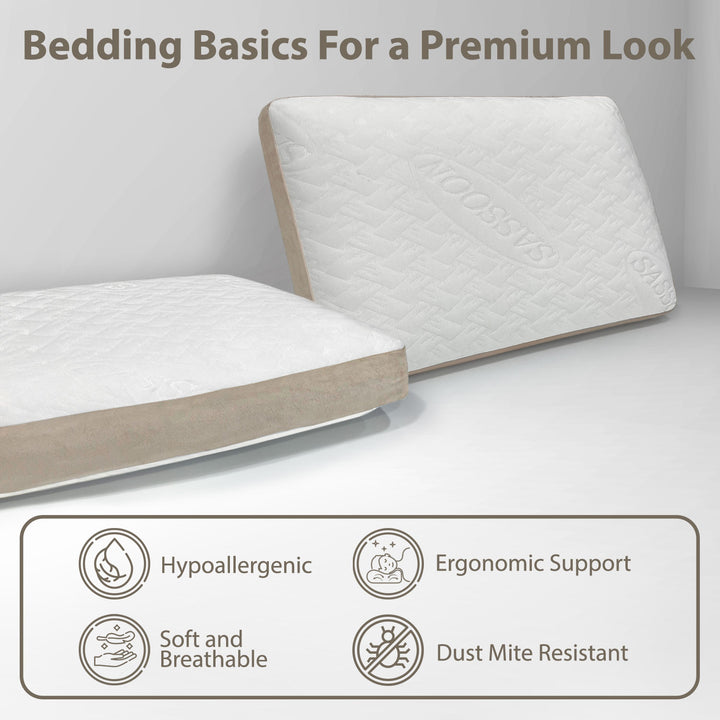 Soft Gusseted Memory Foam Pillow with removable and washable cover. ( Hypoallergenic, dust and mite resistant, ergonomic support, soft and breathable) 